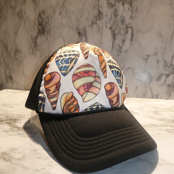 Seashell Snapback Hat Cap‎ Mesh Panels - Picture 1 of 10